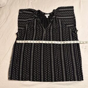 Time and Tru Black Top with White Stitching